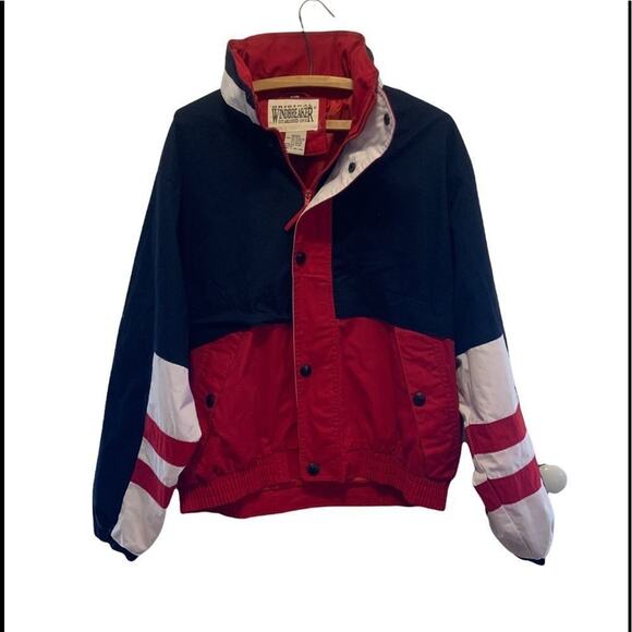 Vintage 90s Original Windbreaker brand red white and blue zip up jacket coat xl - Picture 1 of 8